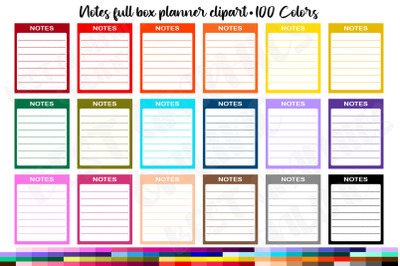 Notes Full Box Planner Clipart Lined Printable Sitckers