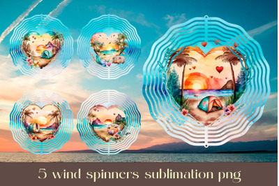 Summer wind spinner sublimation Tropical beach design bundle