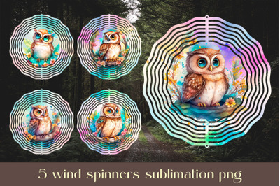 Cartoon owl wind spinner sublimation Animal wind spinner design