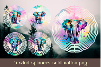Elephant wind spinner sublimation Animal wind spinner design bundle