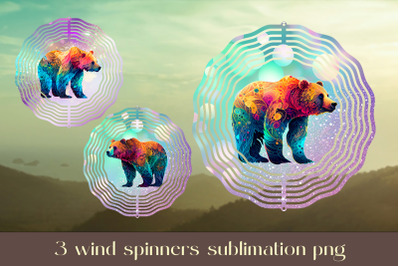 Bear wind spinner sublimation Animal wind spinner design bundle
