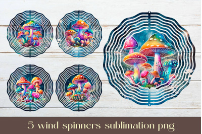 Mushrooms wind spinner sublimation Forest wind spinner design bundle