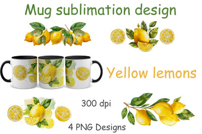 Sublimation Bundle - 4 design with yellow lemons