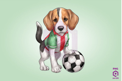 Beagle Dog Playing Football