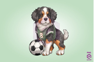 Bernese Mountain Dog Playing Football