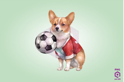 Corgi Dog Playing Football