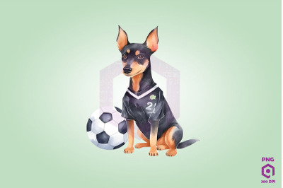 Doberman Pinscher Dog Playing Football