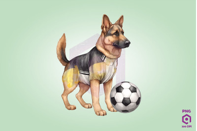 German Shepherd Dog Playing Football