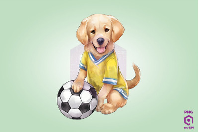 Golden Retriever Dog Playing Football