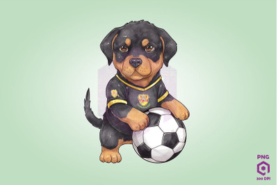 Rottweiler Dog Playing Football