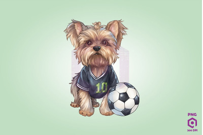 Yorkshire Terrier Dog Playing Football