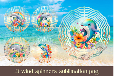 Floral dolphin wind spinner sublimation Ocean wind spinner