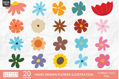 Hand Drawn Flower Illustration | 20 Variations