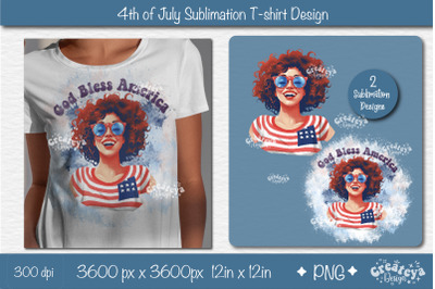 4th of July Sublimation Design| Patriotic USA Sublimation PNG| God Ble