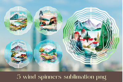 Landscape wind spinner sublimation Nature wind spinner