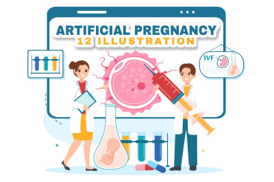 12 Artificial Pregnancy Vector Illustration