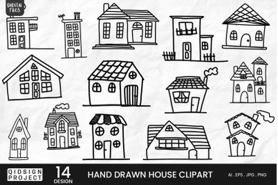 Hand Drawn House Clipart | 14 Variations