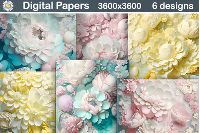 3D Flowers Background | Pastel Peonies Digital Paper