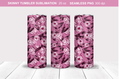 Pink Peony Flowers Tumbler Wrap | Floral Tumbler Sublimation
