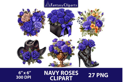 Navy Roses Arrangements Clipart | Halloween Gothic Clip Art