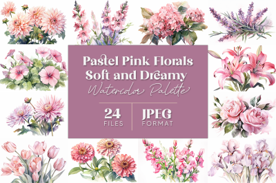 Pastel Pink Florals: Soft and Dreamy Watercolor Palette