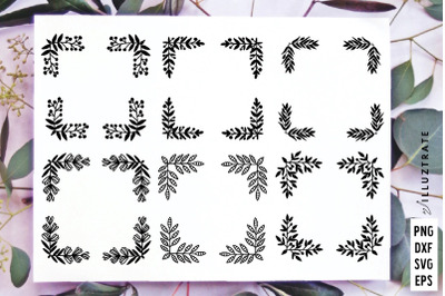 Square Frame SVG Cut Files | Floral Wreath Cutting File