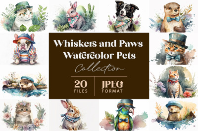 Whiskers and Paws Watercolor Pets Collection