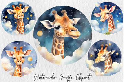 Watercolor giraffe baby