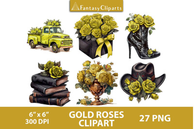Gold Roses Arrangements Clipart | Mother&#039;s Day Clip Art PNG