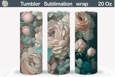 3D Roses Tumbler | 3D Flowers Tumbler