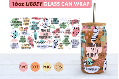Principal Daily Affirmations SVG 16 oz Libbey Glass Wrap PNG