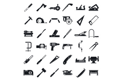 Carpenter construction icon set, simple style