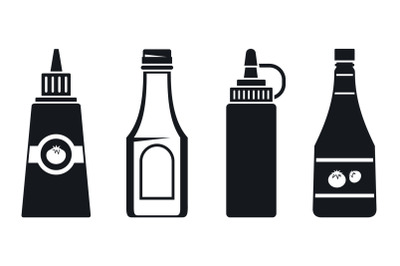 Ketchup bottle icon set, simple style