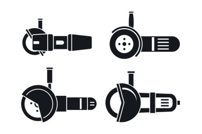 Angle grinder tool icon set, simple style