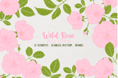 Vector Wild Rose Clipart, Rosehip Clip Art, Dogrose, Flower Wedding In
