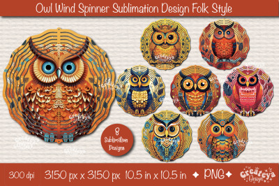 Owl wind spinner| Wind spinner Owl sublimation bundle PNG