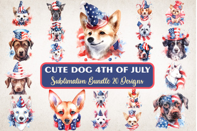 Cute Dog 4th of July Watercolor Bundle