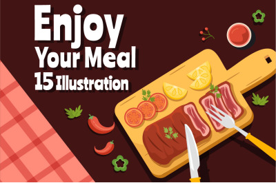 15 Enjoy Your Meal Vector Illustration