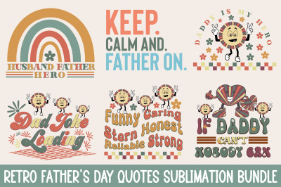 Retro Father&#039;s Day Quotes Sublimation Bundle