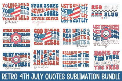 Retro 4th July Quotes Sublimation Bundle