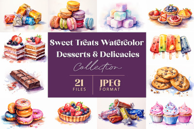 Sweet Treats Watercolor Desserts and Delicacies Collection