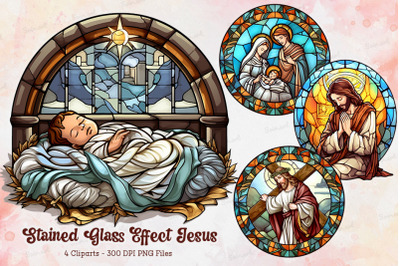 Beautiful Stained Glass Effect Jesus