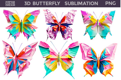 3D Bright Butterfly Sublimation | 3D Butterfly Clipart