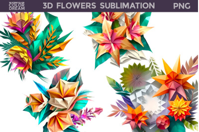 3D Tropical Flowers PNG | 3D Floral Sublimation&nbsp;