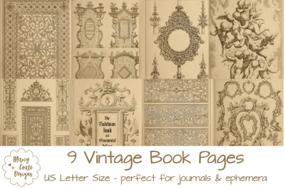 9 Printable Collage Papers from vintage books