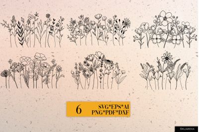 Flowers Line Art SVG PNG EPS