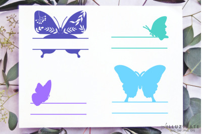 Butterfly Monogram SVG Cut File | Butterfly Split Monogram