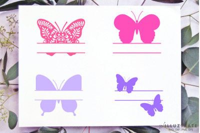 Butterfly Monogram SVG Cut File | Butterfly Split Monogram