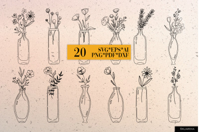 Bottles with flowers SVG PNG EPS