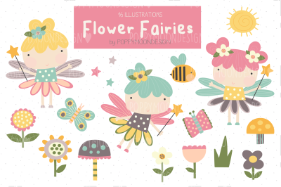 Flower Fairies clipart set